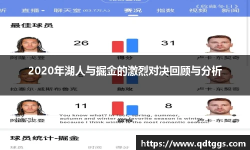 2020年湖人与掘金的激烈对决回顾与分析
